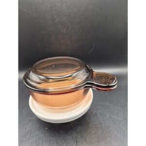 Corning Vision Ware Pyrex Grab-It Bowl V-150-B w/ Glass Lid P-150-C -Amber-5.25"